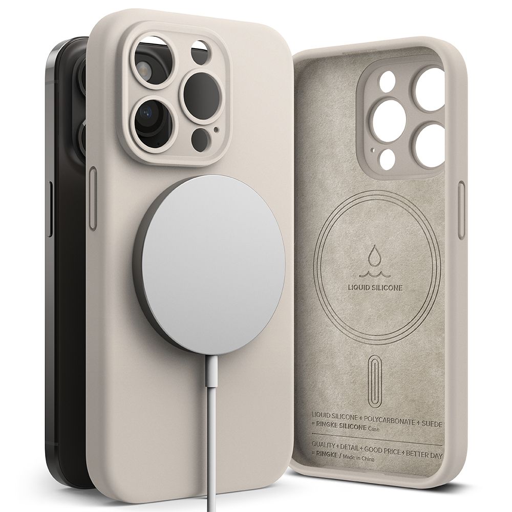 Ringke iPhone 15 Pro Silicone Magnetic MagSafe Case Θήκη Σιλικόνης με MagSafe - Stone