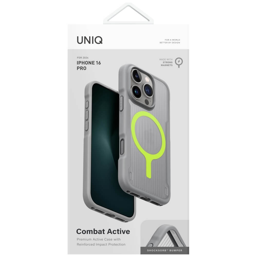 Uniq iPhone 16 Pro Combat Active MagClick Charging - Σκληρή Θήκη με Πλαίσιο Σιλικόνης και MagSafe - Grey