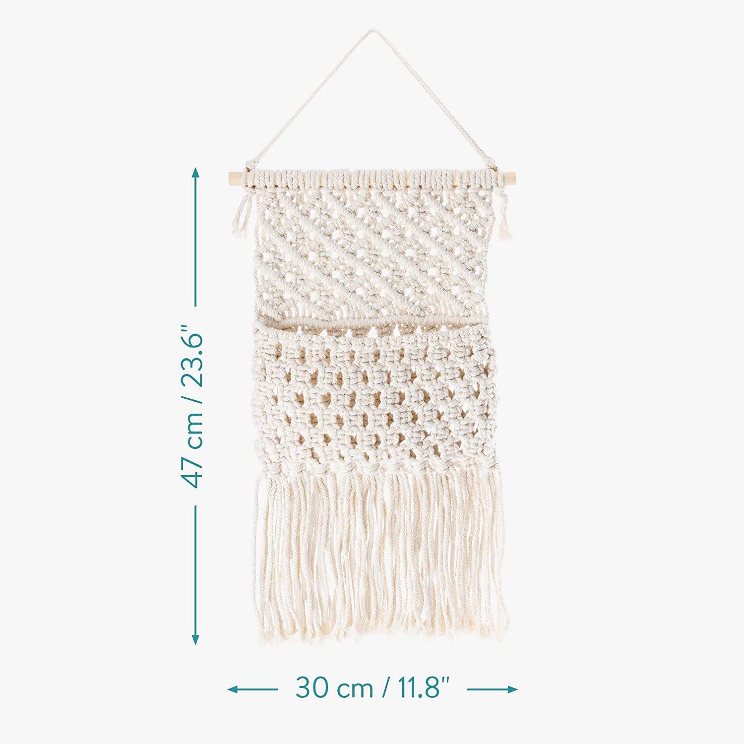 Navaris Κρεμαστό Διακοσμητικό Macrame με Θήκη Αποθήκευσης - 70 x 30 cm - Beige - 56946.01