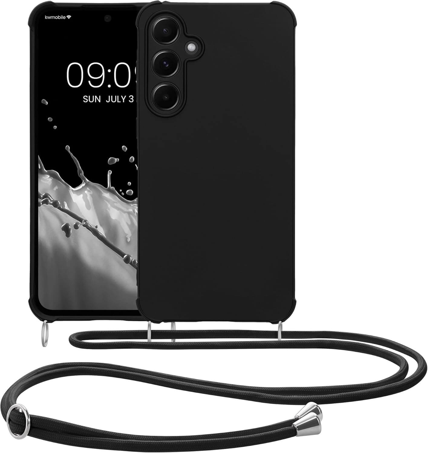 KW Samsung Galaxy A55 5G Θήκη Σιλικόνης TPU με Λουράκι - Black