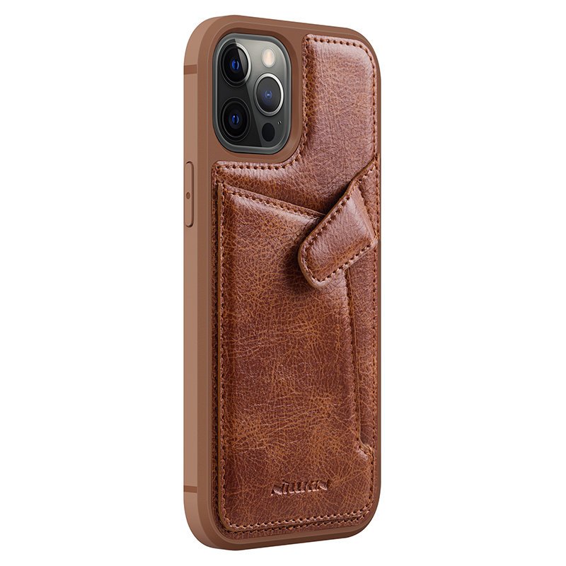 Nillkin iPhone 12 / iPhone 12 Pro Aoge Leather Θήκη από Γνήσιο Δέρμα και Υποδοχή για Κάρτα - Brown