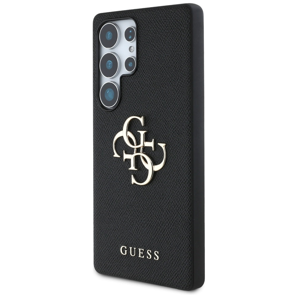 Guess Samsung Galaxy S25 Ultra - Grained Big 4G Logo Small Classic Logo - Σκληρή Θήκη με Επένδυση από Οικολογικό Δέρμα - Black - GUHCS25LPGT4MBK