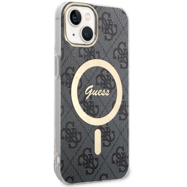 Guess iPhone 13 / 14 / 15 - 4G MagSafe Σκληρή Θήκη με Πλαίσιο Σιλικόνης και MagSafe - Black - GUHMP14SH4STK