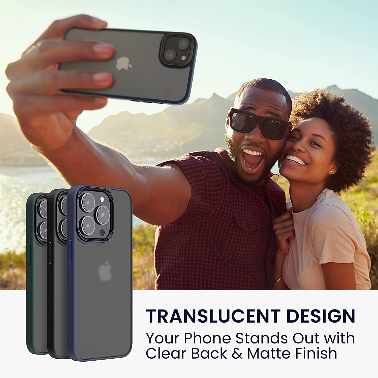 KW iPhone 14 Σκληρή Θήκη με Πλαίσιο Σιλικόνης - Dark Blue / Matte Διάφανη - 59089.17