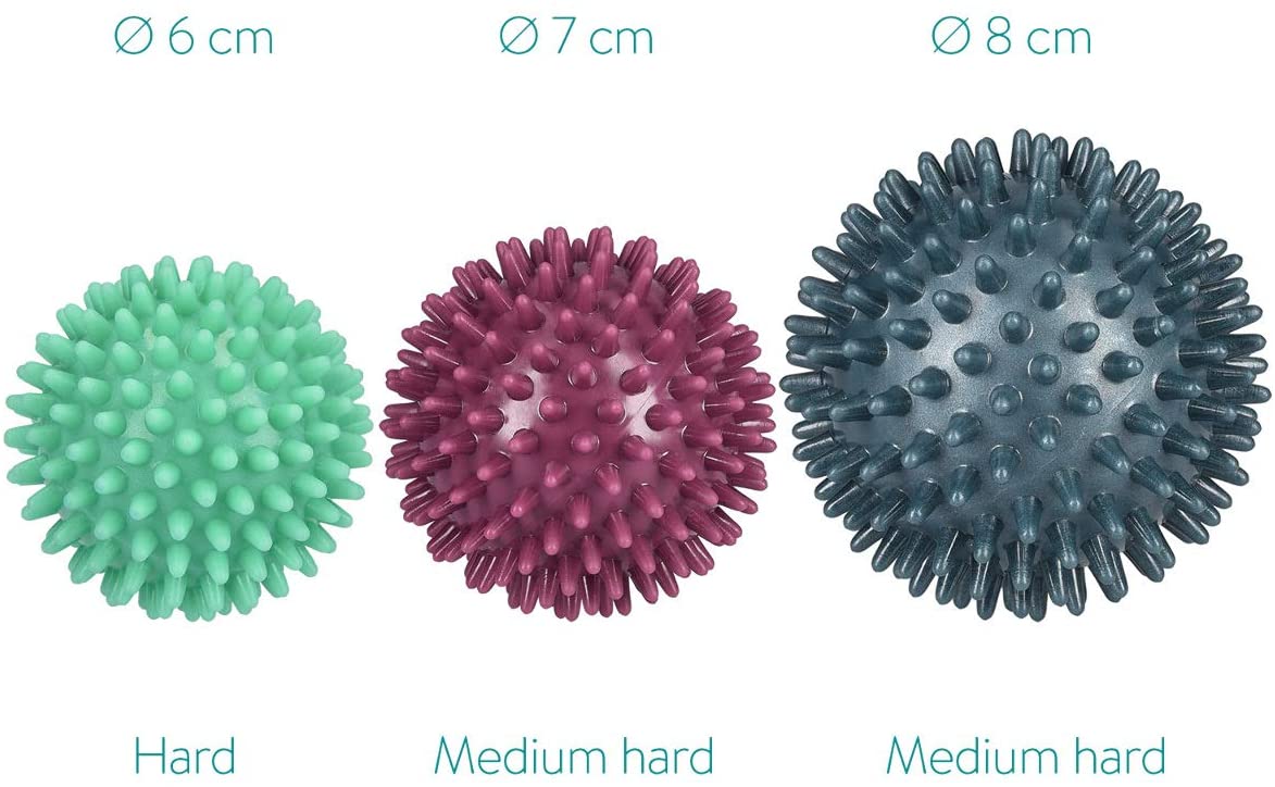 Navaris Hedgehog Massage Ball with Nubs Set of 3 - Μπάλες Μασάζ για Χέρια / Πόδια και Πλάτη - Mint / Petrol / Berry - 46951.3.03
