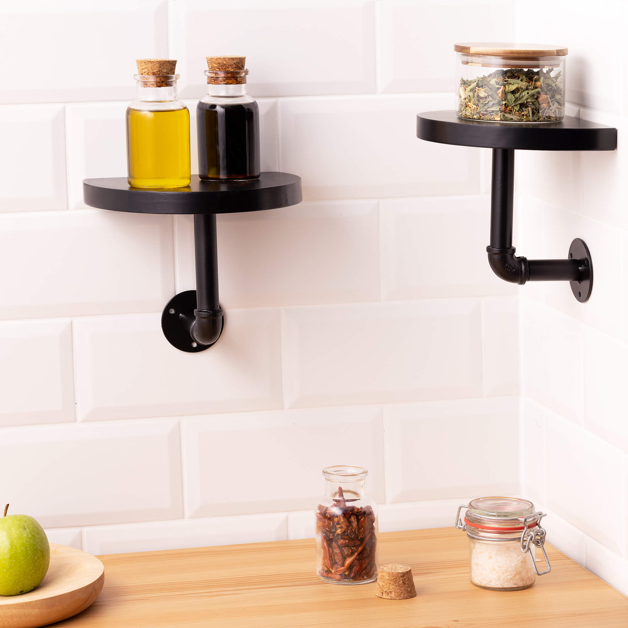 Navaris Σετ με 3 Ράφια με Βάση - 20 x 15 x 17 cm - Black - 53785.01