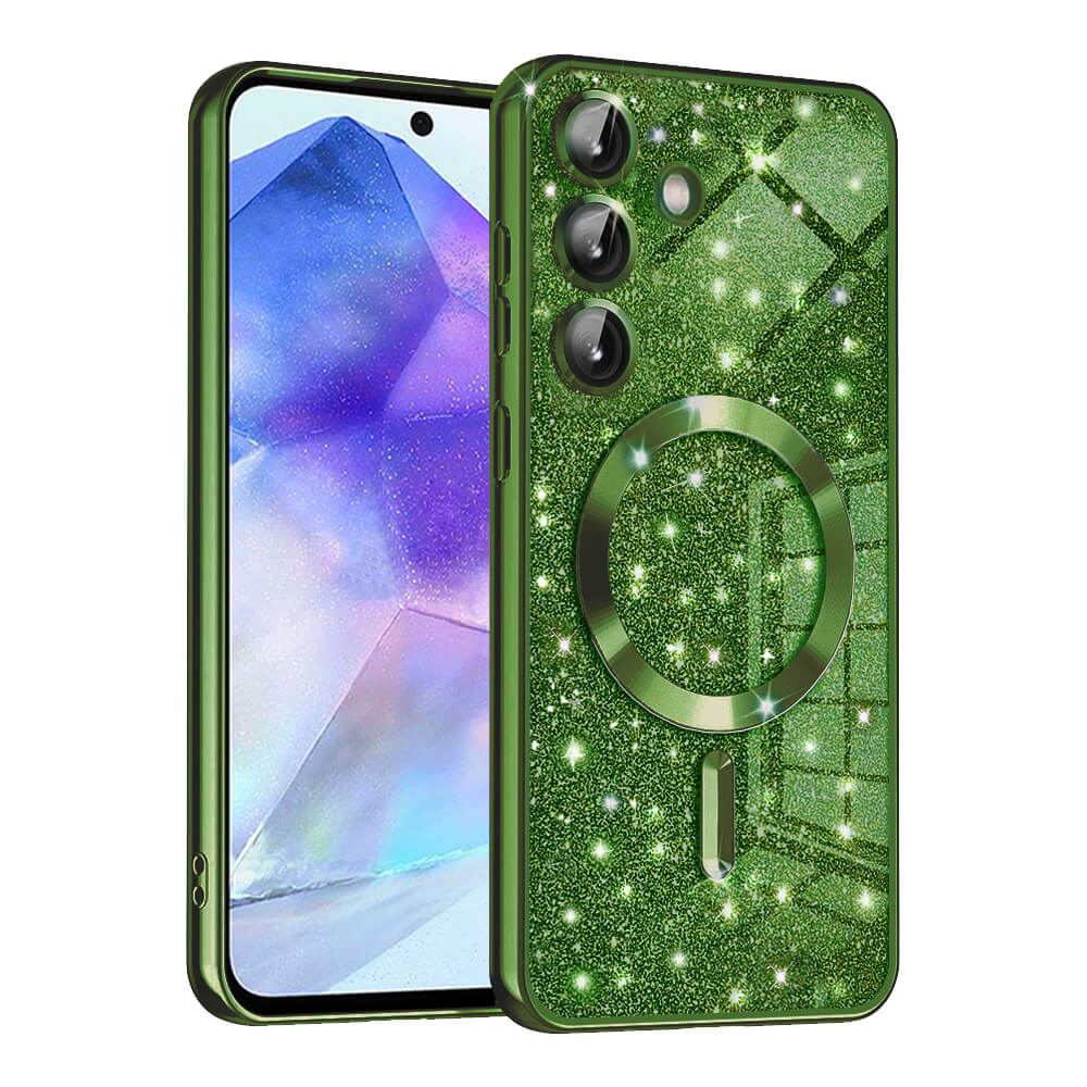 Techsuit Samsung Galaxy A55 5G - Luxury Glitter MagSafe - Θήκη Σιλικόνης - Deep Green