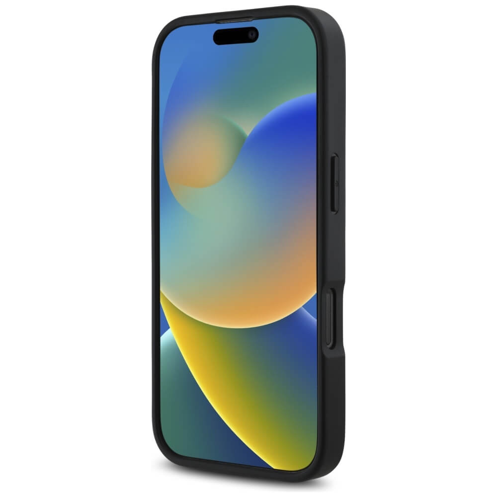 Karl Lagerfeld iPhone 16 Pro Max - HC Grained PU Cardslot Metal Signature - Σκληρή Θήκη με Επένδυση Συνθετικού Δέρματος και Υποδοχή για Κάρτες - Black - KLHCP16XPGPVKSK