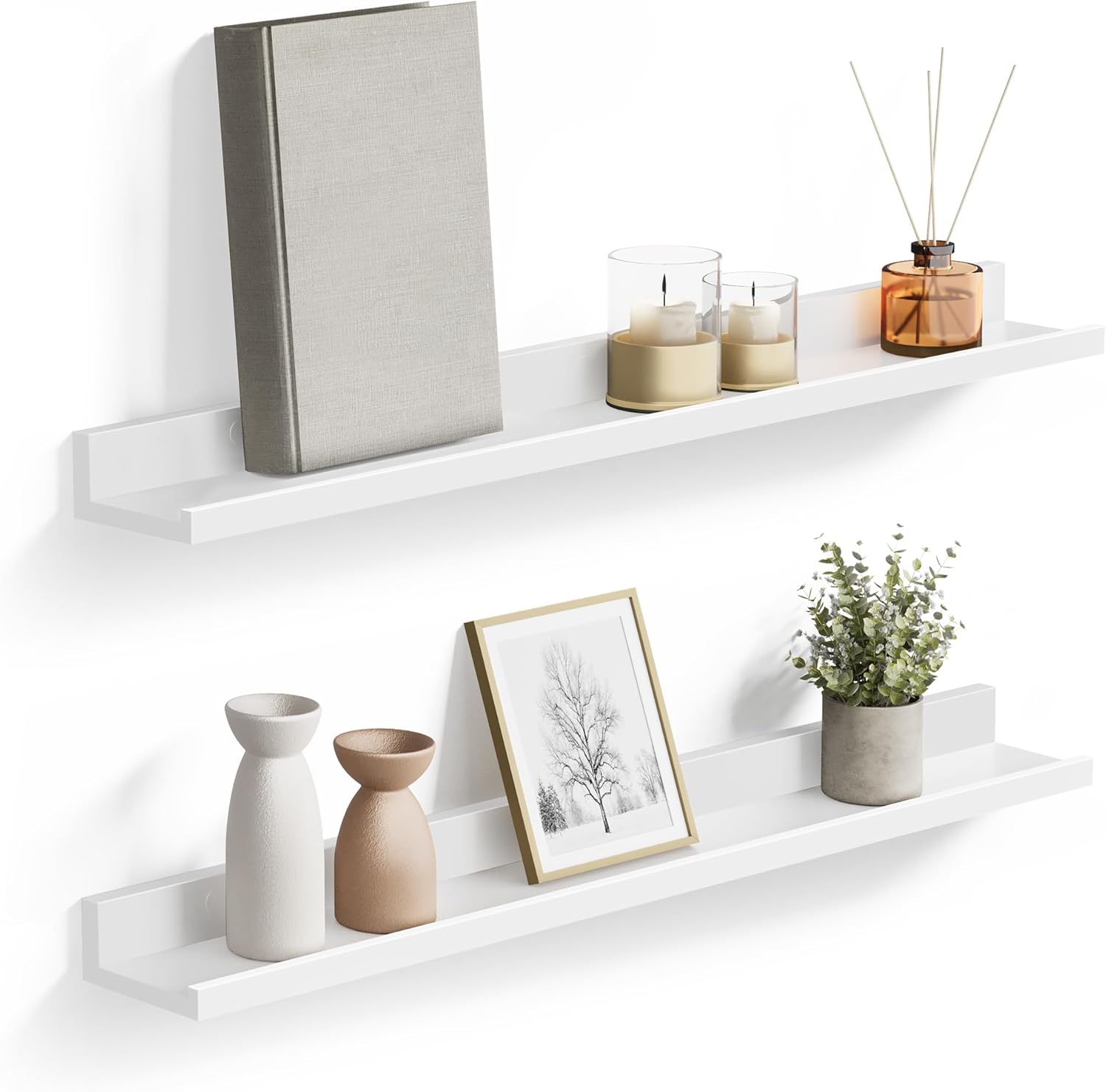 Songmics Σετ με 2 Ράφια Τοίχου - ‎80 x 10 cm - White - LWS080W01