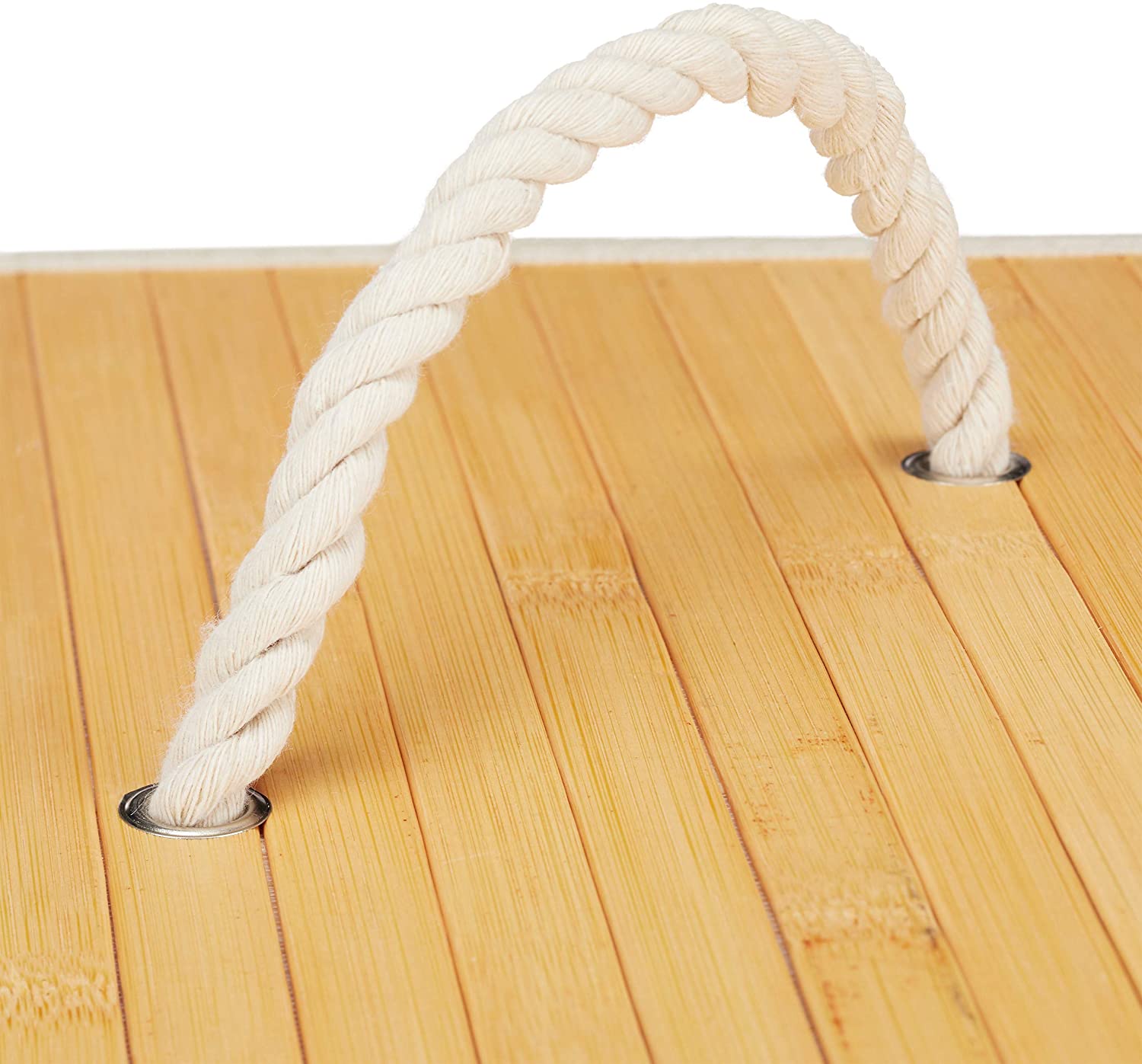 Relaxdays Καλάθι Απλύτων από Μπαμπού με Καπάκι - Creme / White - 4052025918385