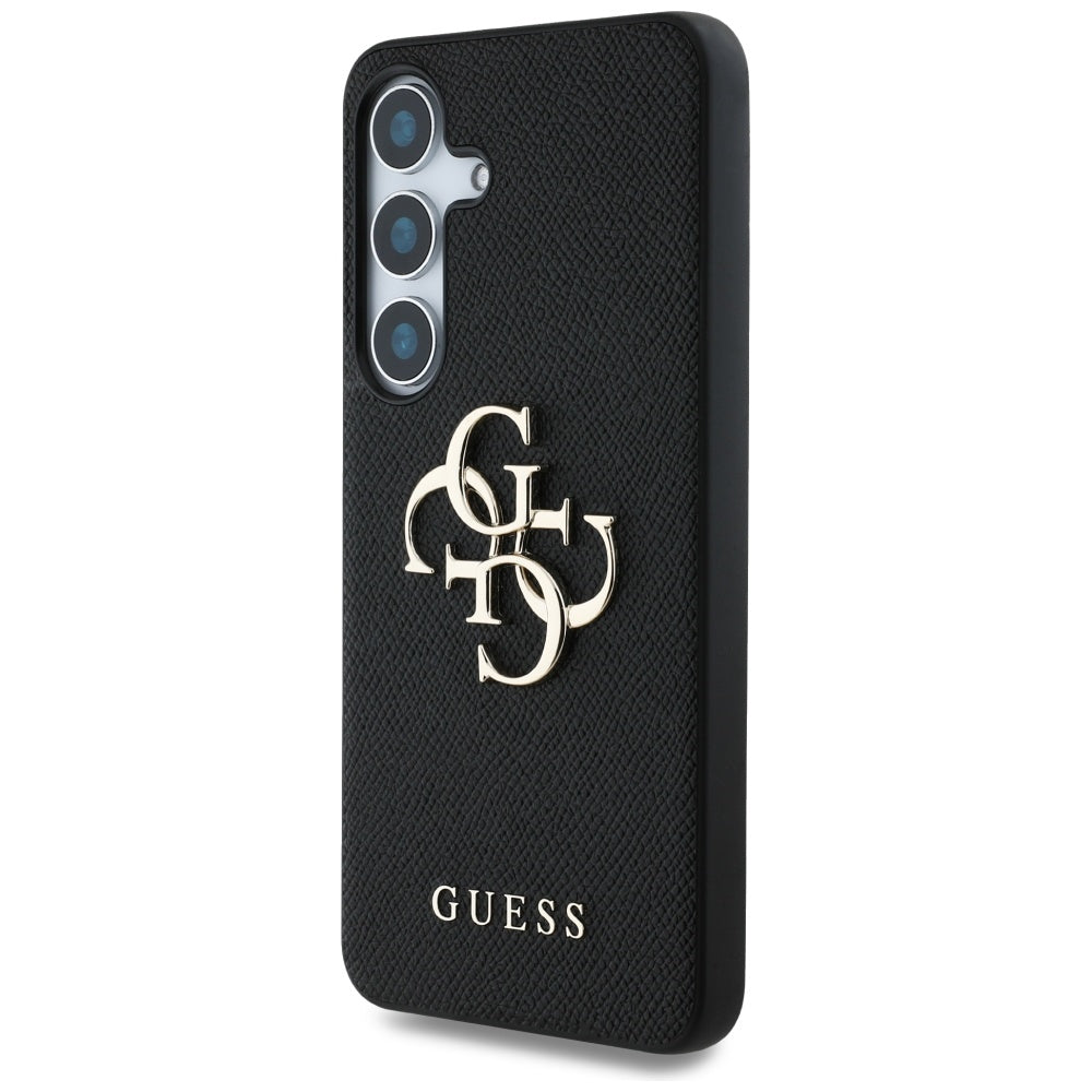 Guess Samsung Galaxy S25 Plus - Grained Big 4G Logo Small Classic Logo - Σκληρή Θήκη με Επένδυση από Οικολογικό Δέρμα - Black - GUHCS25MPGT4MBK