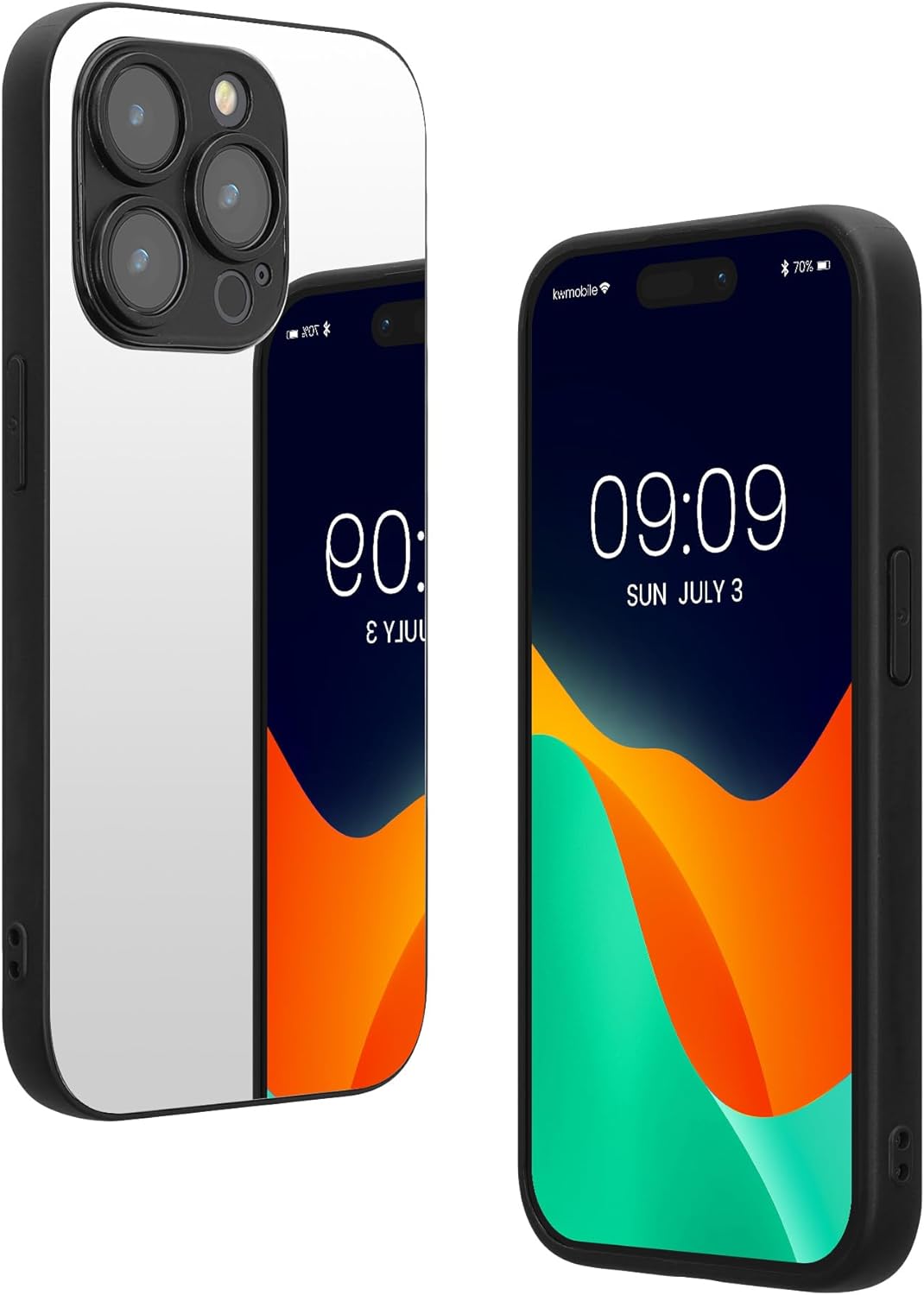 KW iPhone 15 Pro Σκληρή Θήκη Καθρέφτης με Πλαίσιο Σιλικόνης - Silver Mirror