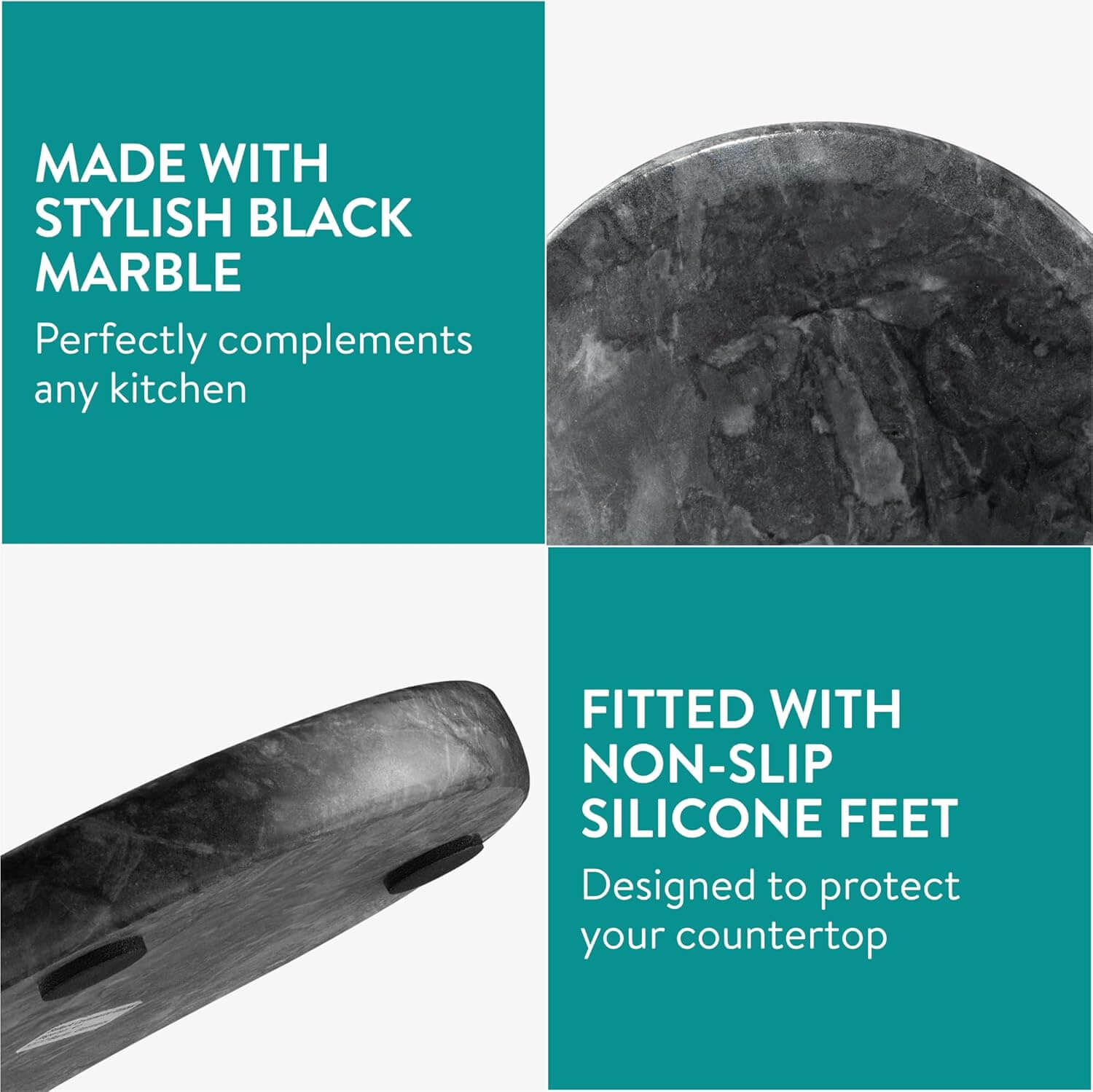 Navaris Σετ με 2 Μαρμάρινες Βάσεις Κουτάλας - Charcoal Black - 61947.02