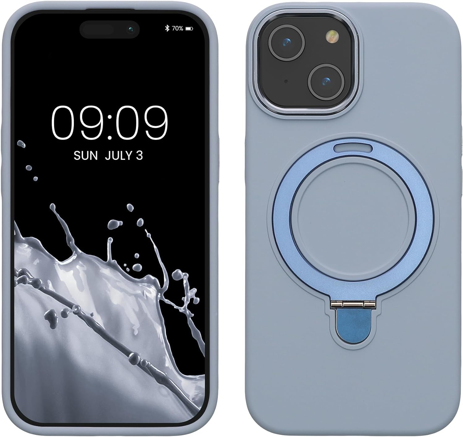 Kalibri iPhone 15 Θήκη Σιλικόνης με MagSafe / Stand - Light Blue