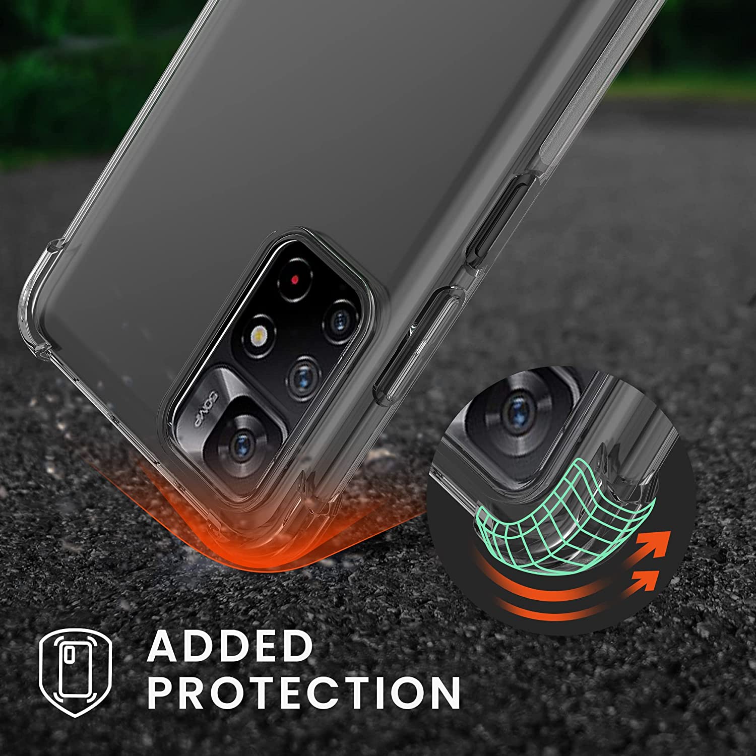 KW Xiaomi Poco M4 Pro 5G / Redmi Note 11S 5G Θήκη Σιλικόνης TPU με Λουράκι - Διάφανη / Black - 58093.01