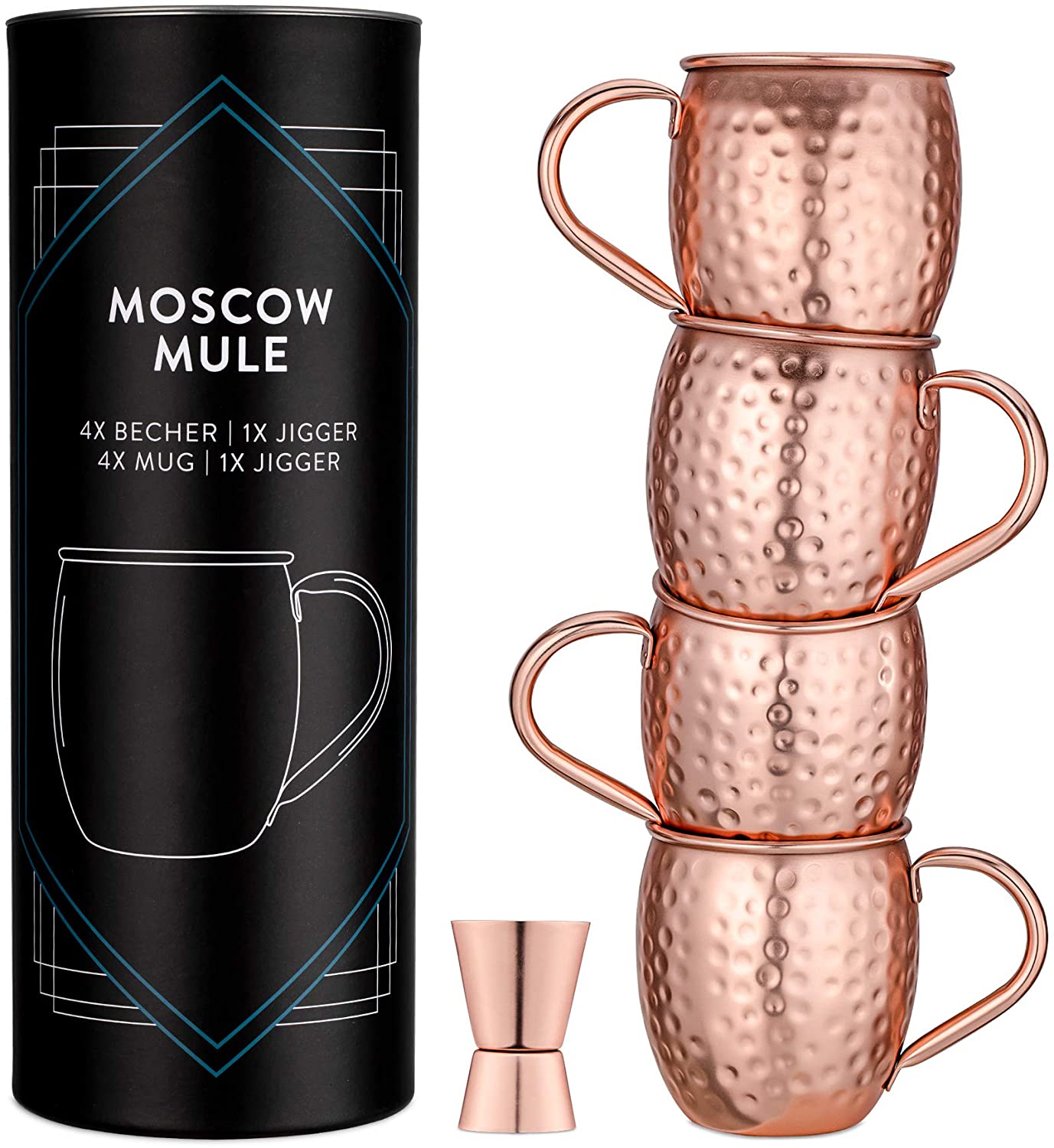Navaris Moscow Mule Σετ με 4 Κούπες για Cocktail από Ανοξείδωτο Ατσάλι και Επίστρωση Χαλκού - 500ml - Copper - 46859.01.05