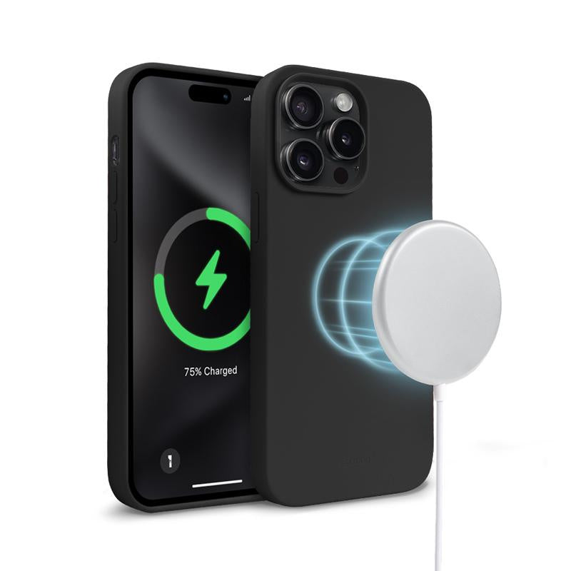Crong iPhone 15 Pro Max Color Cover Magnetic - Θήκη Σιλικόνης με MagSafe - Black