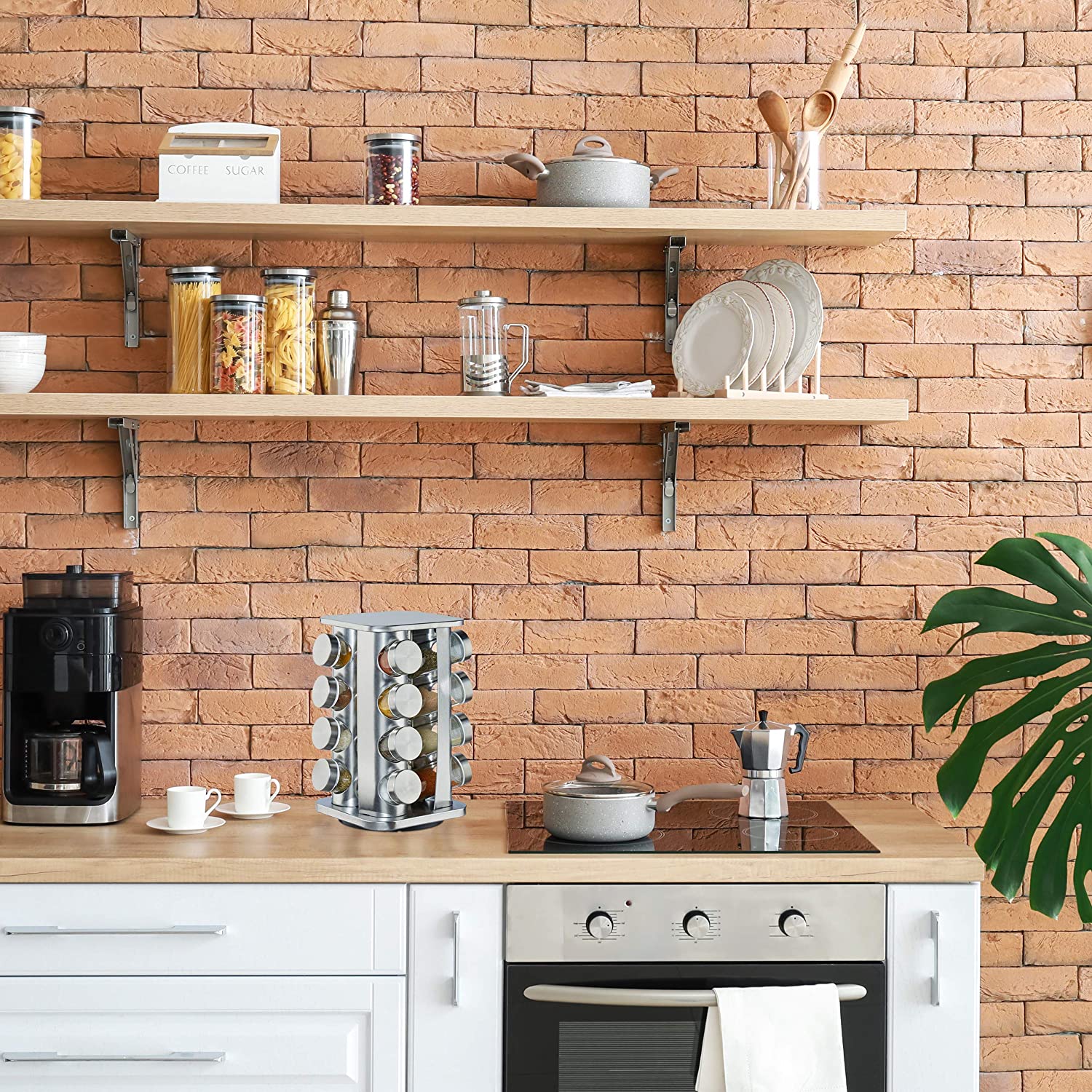 Relaxdays Καρουζέλ Μπαχαρικών με 16 Δοχεία - Silver - 4052025264598