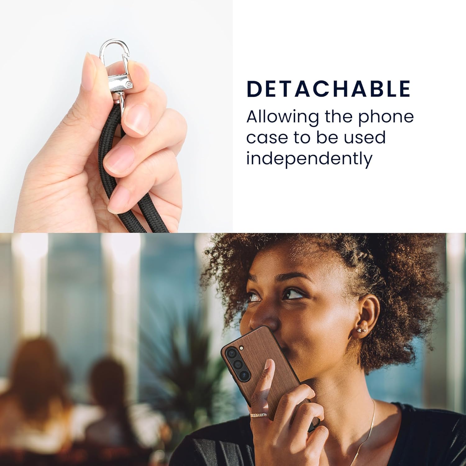 KW Samsung Galaxy A25 5G Θήκη από Φυσικό Ξύλο με Πλαίσιο Σιλικόνης και Λουράκι - Dark Brown