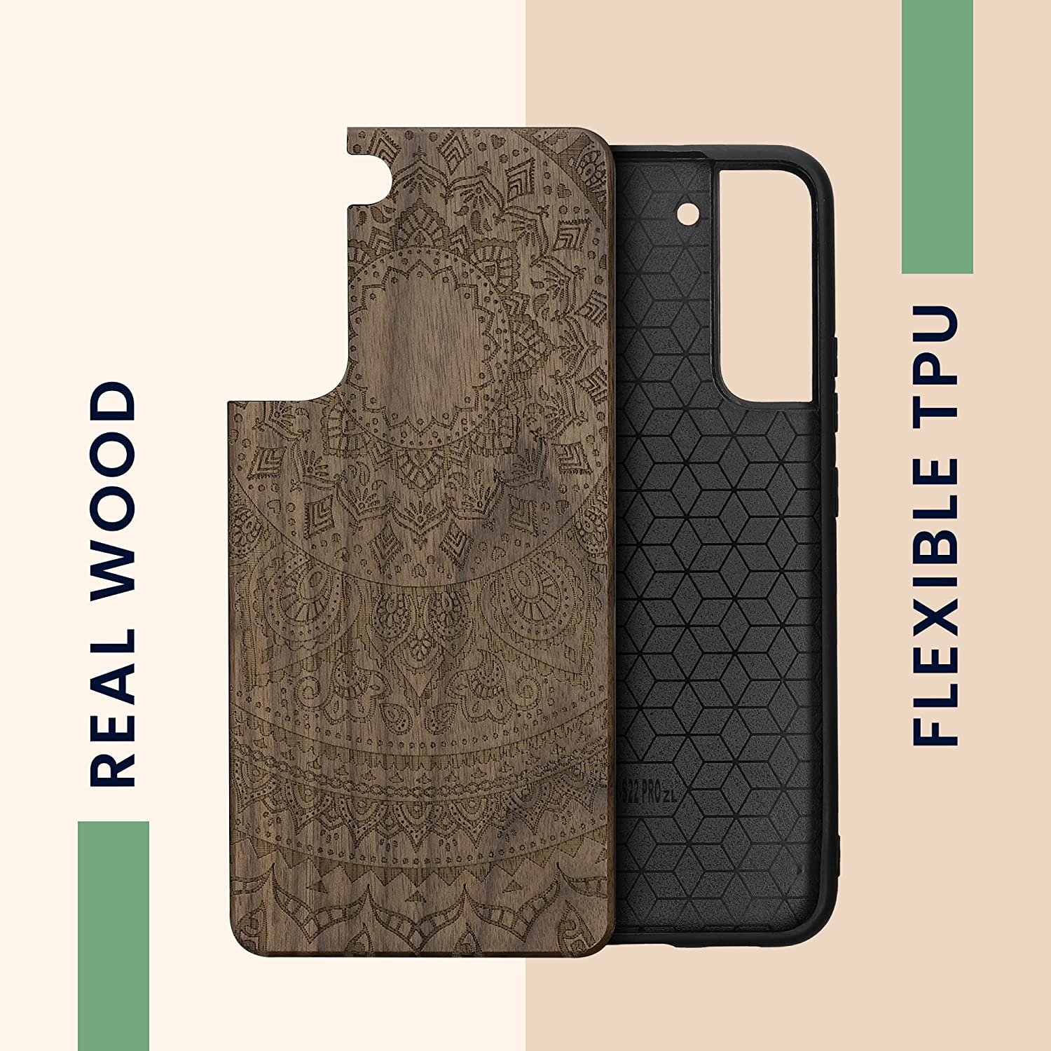 KW Samsung Galaxy S22+ Θήκη από Φυσικό Ξύλο - Design Indian Sun - Dark Brown - 58305.03