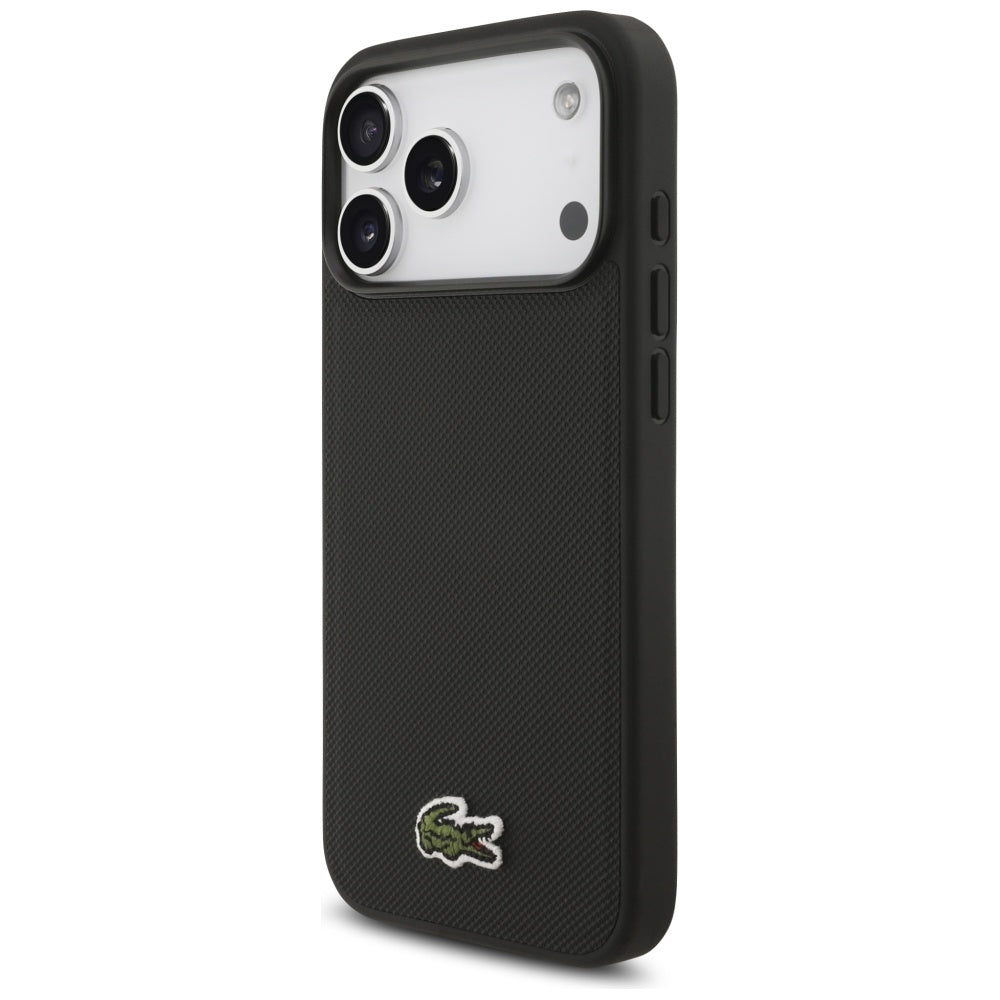 Lacoste iPhone 17 Pro Max - Iconic Petit Pique Woven Logo MagSafe - Σκληρή Θήκη με Πλαίσιο Σιλικόνης - Black