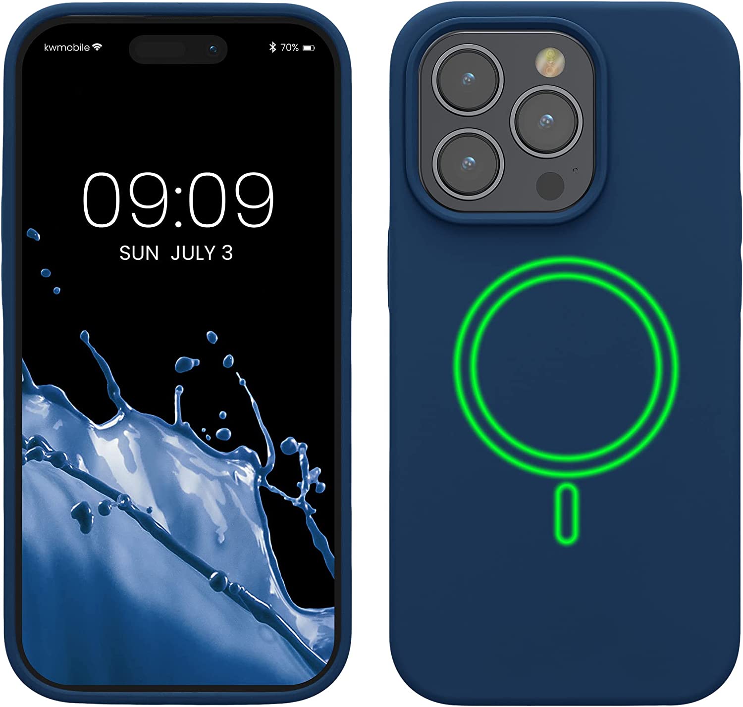 KW iPhone 14 Pro Θήκη Σιλικόνης Rubber TPU με MagSafe - Navy Blue - 60993.116