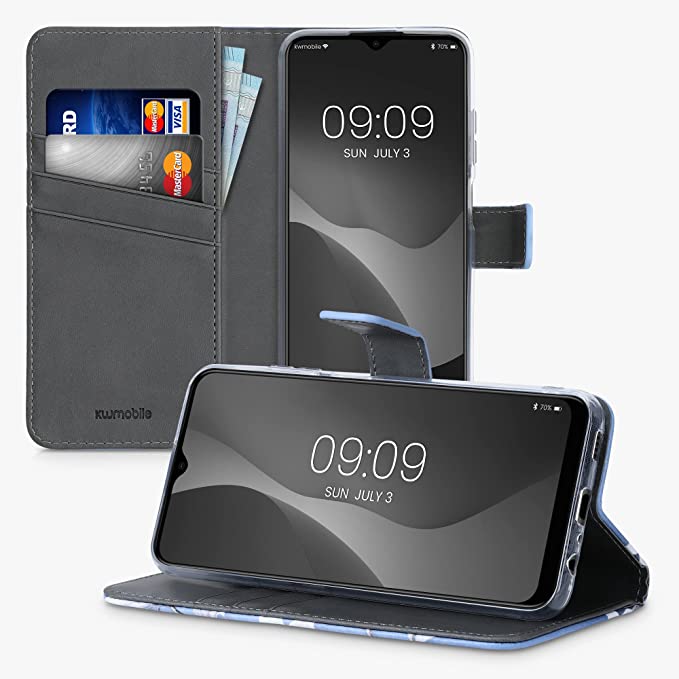 KW Samsung Galaxy A03s Θήκη Πορτοφόλι Stand - Design Magnolias - Taupe / White / Blue Grey - 56970.01