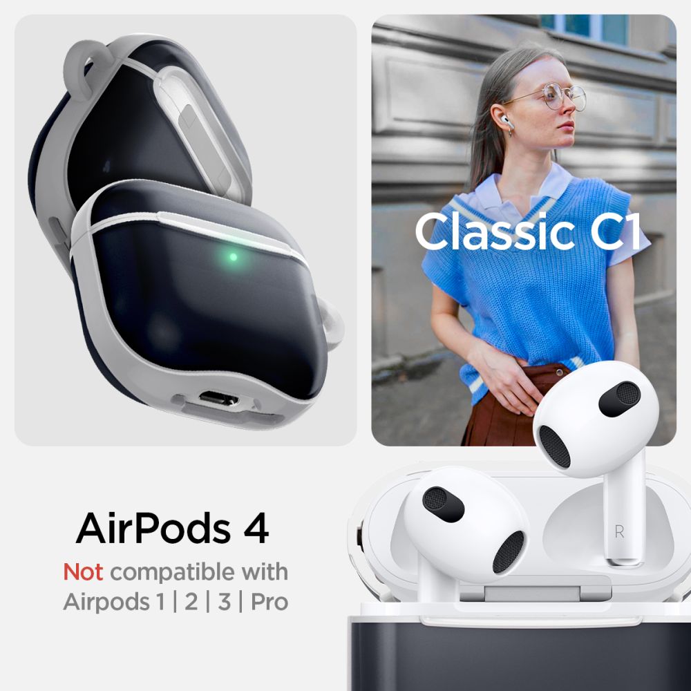 Spigen AirPods 4 Θήκη από Σκληρό Πλαστικό και Σιλικόνη - Classic C1 - Graphite