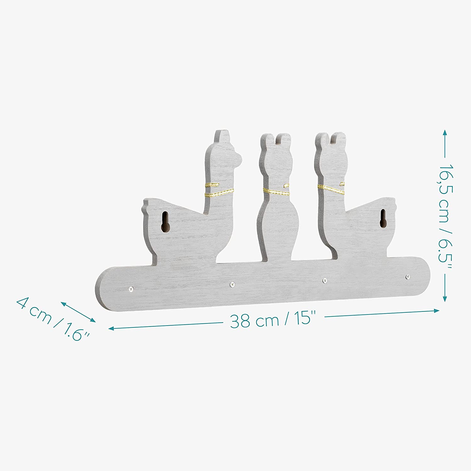 Navaris Ξύλινη Παιδική Κρεμάστρα με 4 Γάντζους - Design Alpaca - White - 54195.01