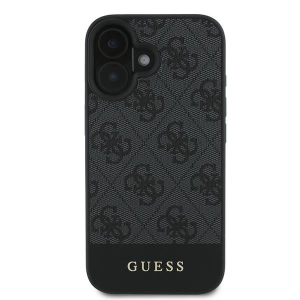 Guess iPhone 16 Plus - 4G Bottom Stripe - Θήκη με Επένδυση Συνθετικού Δέρματος - Grey - GUHCP16MG4GLGR