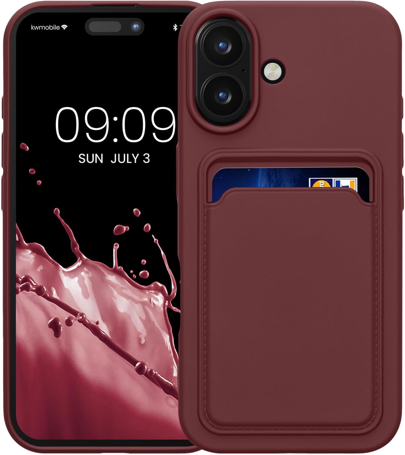KW iPhone 16 Θήκη Σιλικόνης TPU με Υποδοχή για Κάρτα - Tawny Red