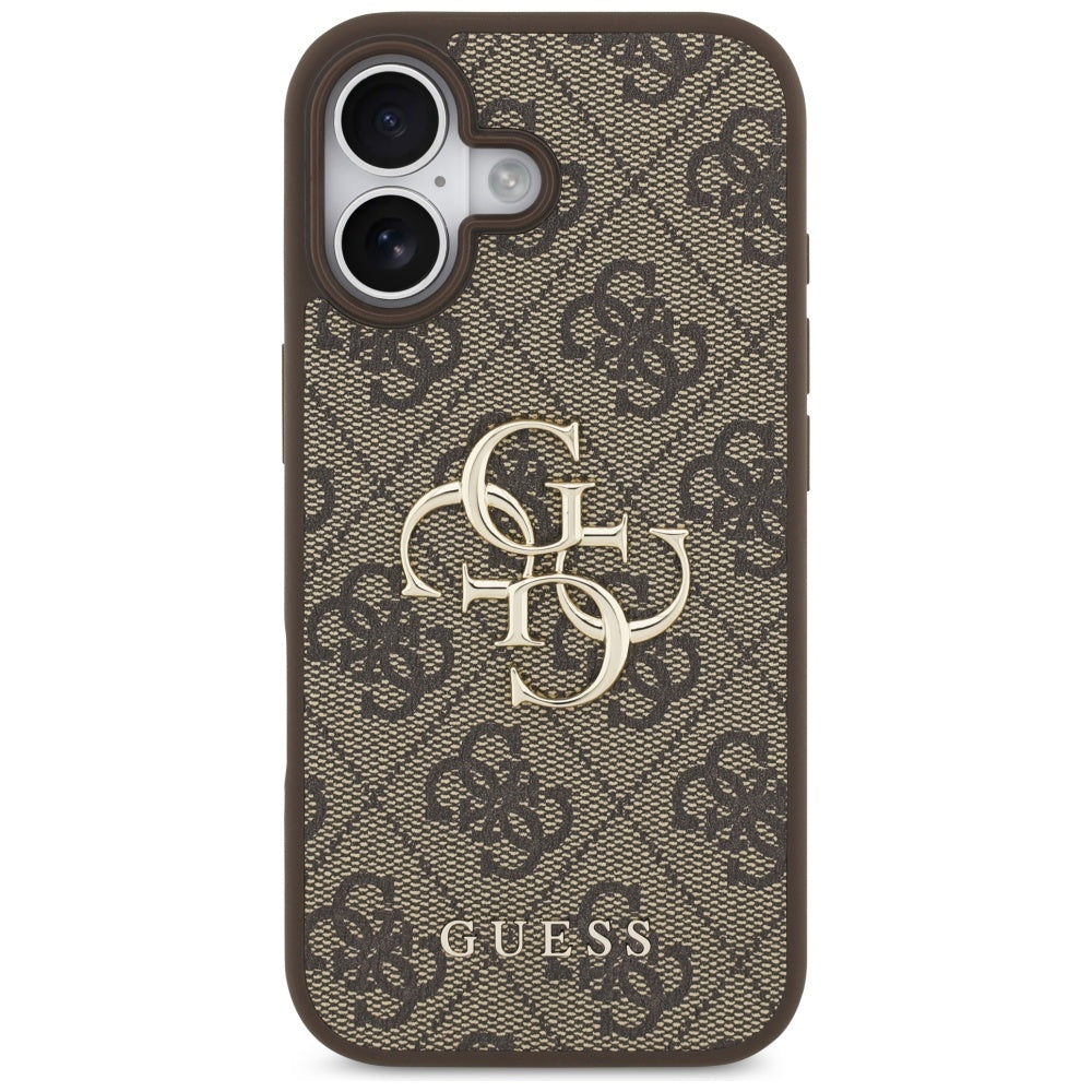 Guess iPhone 17 - 4G Big Logo - Σκληρή Θήκη με Πλαίσιο Σιλικόνης και Επένδυση Συνθετικού Δέρματος - Brown - GUHCP17S4GMGBR