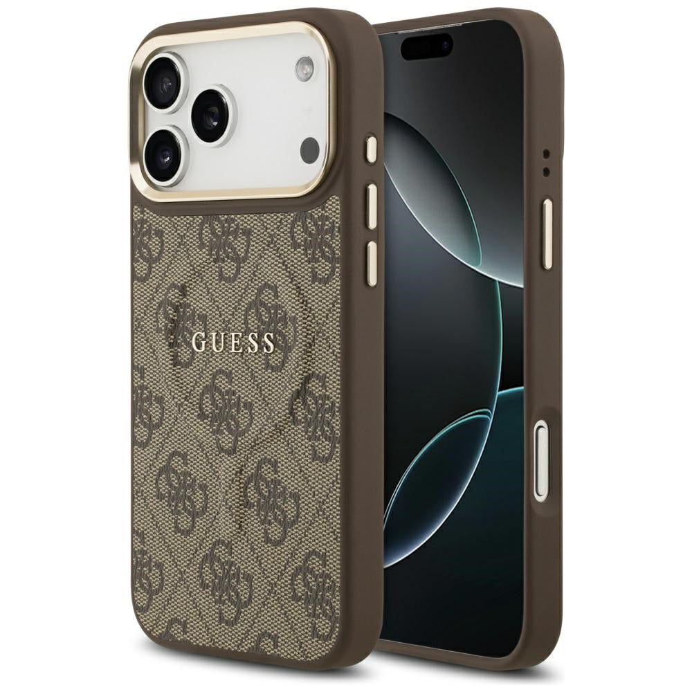 Guess iPhone 17 Pro Max - 4G PU Classic Logo MagSafe - Σκληρή Θήκη με Πλαίσιο Σιλικόνης και Επένδυση Οικολογικού Δέρματος - Brown - GUHMP17XP4MSEGCW