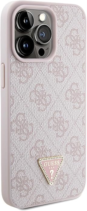 Guess iPhone 15 Pro Max - Crossbody 4G Metal Logo Θήκη με Επένδυση Συνθετικού Δέρματος και Λουράκι - Pink - GUHCP15XP4TDSCPP