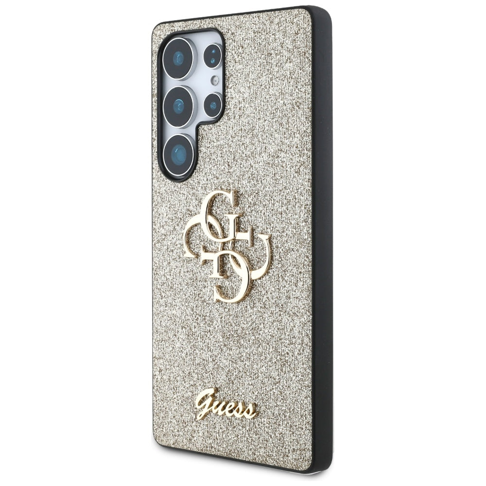 Guess Samsung Galaxy S25 Ultra - Fixed Glitter Big 4G - Σκληρή Θήκη με Πλαίσιο Σιλικόνης - Gold - GUHCS25LHG4SGD