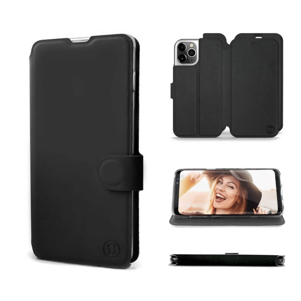 Mobiwear iPhone 12 Pro Θήκη Βιβλίο Slim Flip - Μαύρη - S_BLB