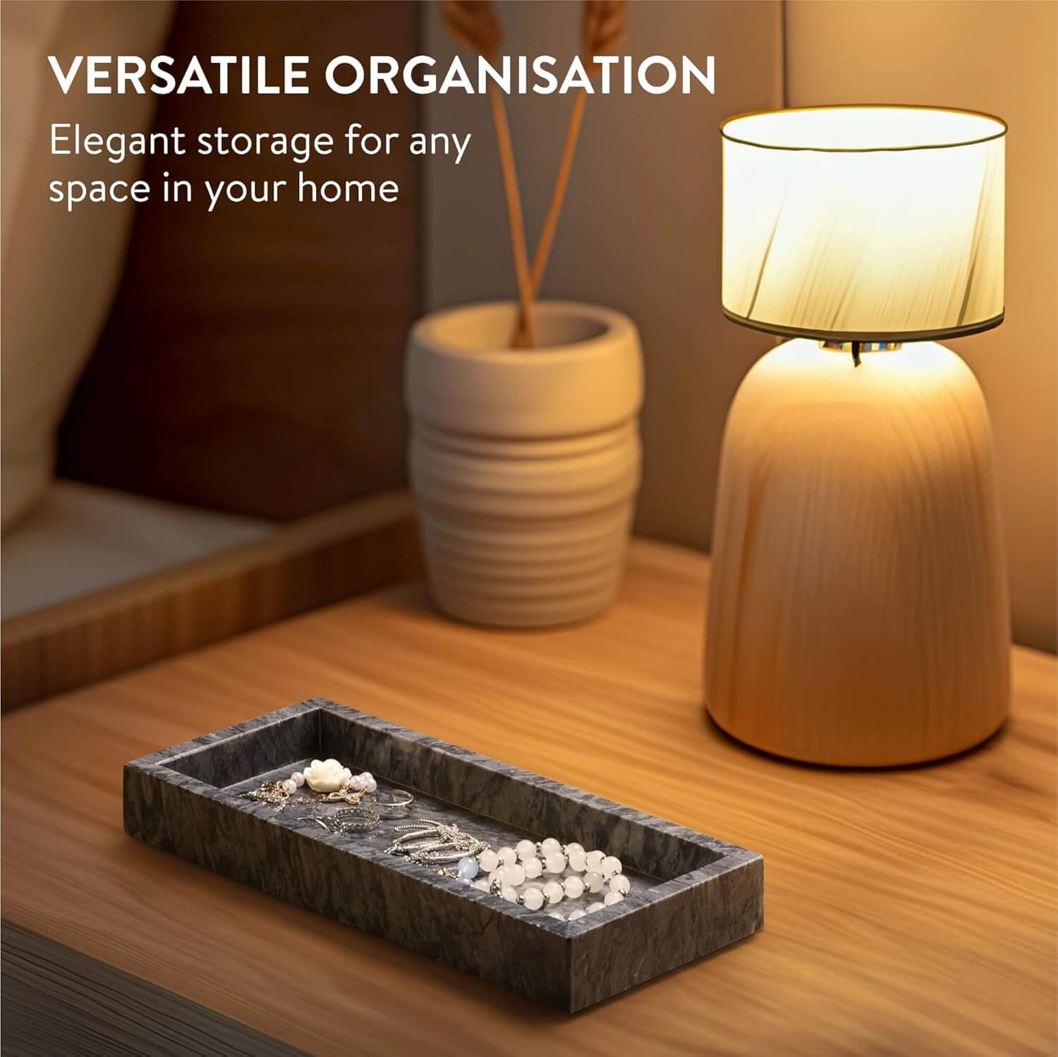 Navaris Διακοσμητικός Ορθογώνιος Δίσκος από Μάρμαρο - 25 x 12 x 3 cm - Black