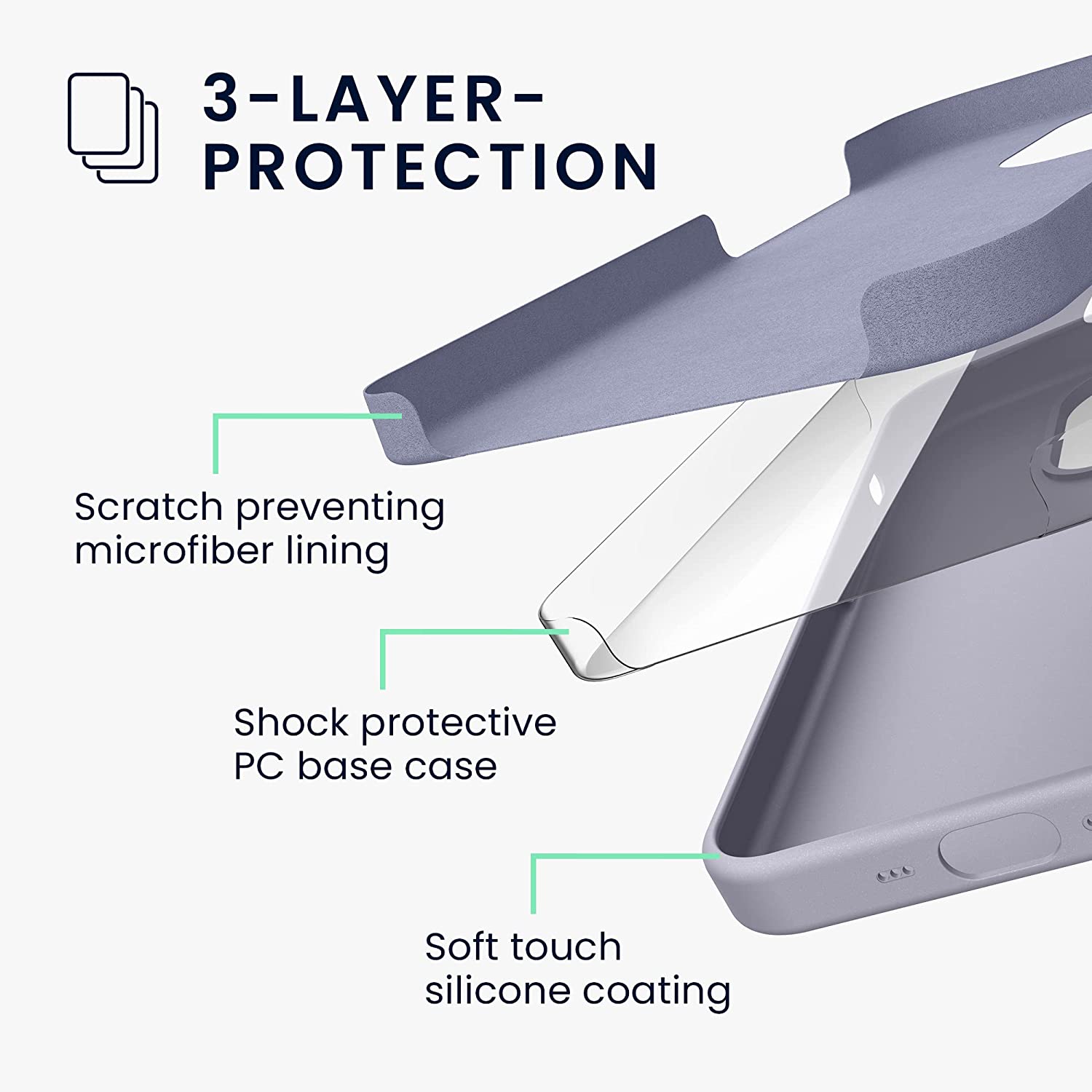 KW iPhone 14 Θήκη Σιλικόνης TPU - Light Lavender - 59071.139