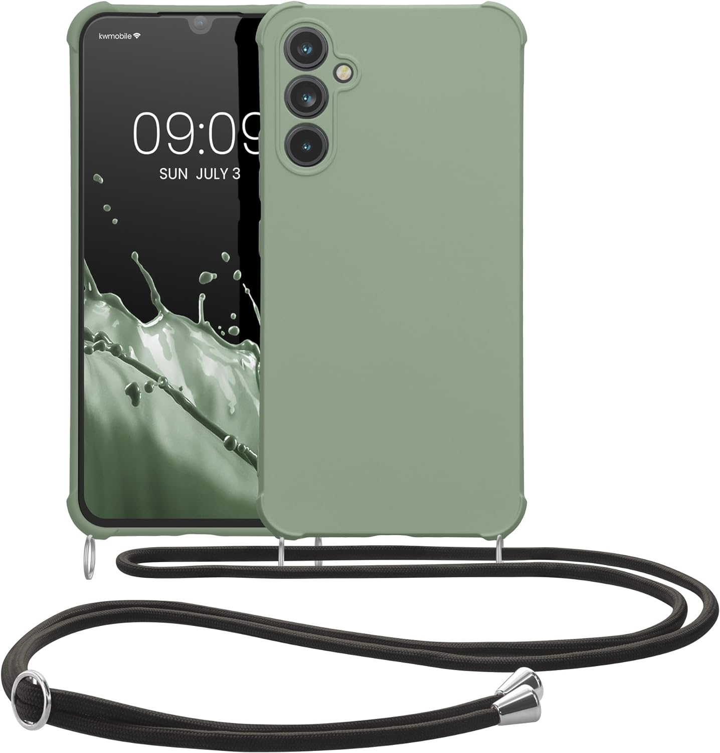 KW Samsung Galaxy A34 5G Θήκη Σιλικόνης TPU με Λουράκι - Grey Green - 60820.172