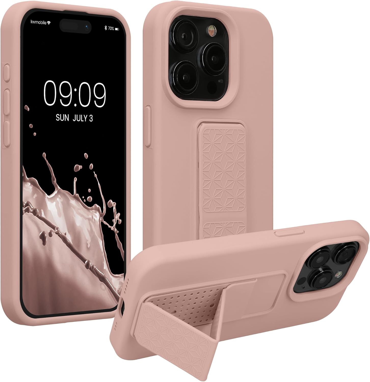 KW iPhone 15 Pro Θήκη Σιλικόνης TPU με Finger Holder - Dusky Pink