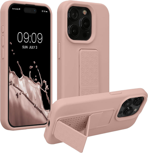 KW iPhone 15 Pro Θήκη Σιλικόνης TPU με Finger Holder - Dusky Pink - likebrands.gr