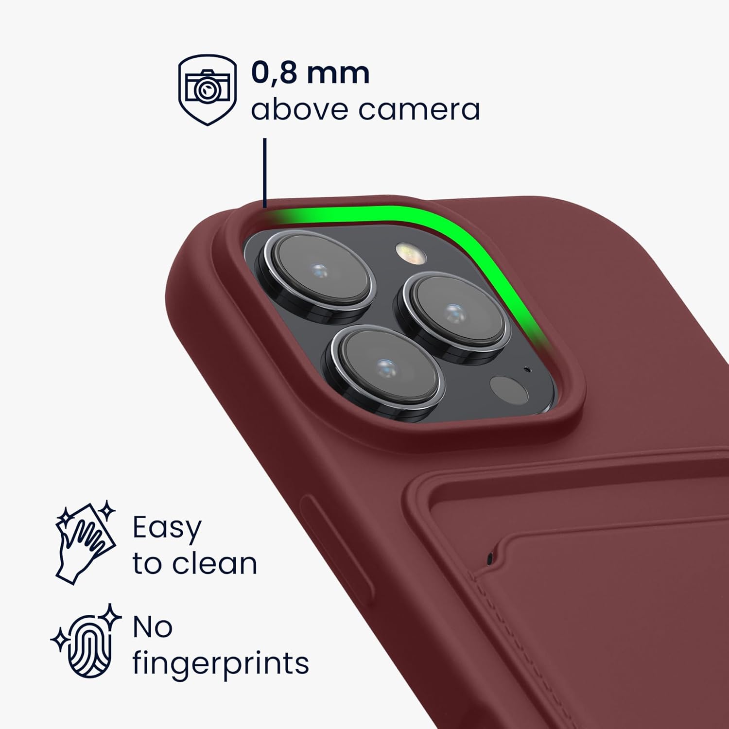 KW iPhone 16 Pro Θήκη Σιλικόνης TPU με Υποδοχή για Κάρτα - Tawny Red