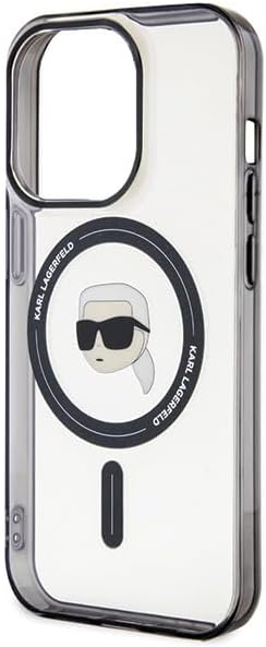 Karl Lagerfeld iPhone 15 - IML Karl's Head MagSafe Σκληρή Θήκη με Πλαίσιο Σιλικόνης και MagSafe - Διάφανη / Black - KLHMP15SHKHNOTK