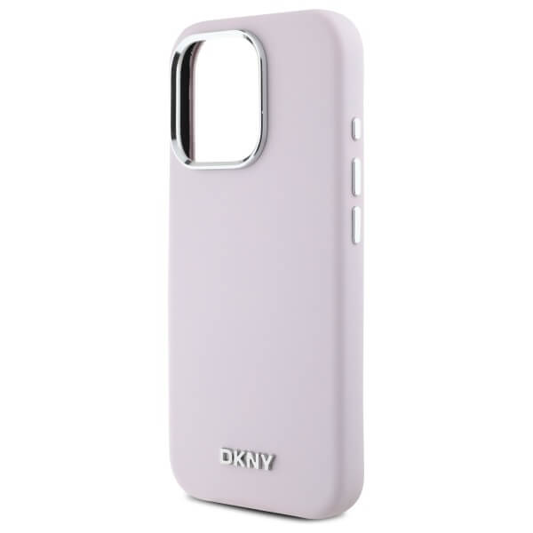 DKNY iPhone 16 Pro Max - Liquid Silicone Small Metal Logo - MagSafe Σκληρή Θήκη με Πλαίσιο Σιλικόνης - Pink