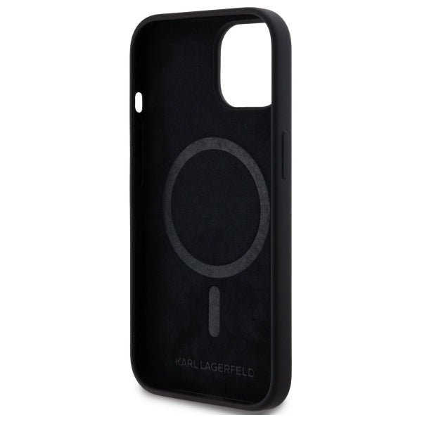 Karl Lagerfeld iPhone 15 - Silicone Karl Head Print - Θήκη Σιλικόνης με MagSafe - Black - KLHMP15SSKHPPLK