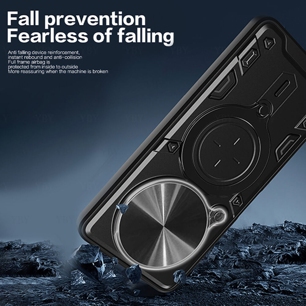 Techsuit Xiaomi Redmi Note 14 Pro 4G - CamGuard Pro - Σκληρή Θήκη με Προστασία Καμερών και Δαχτυλίδι Συγκράτησης - Black