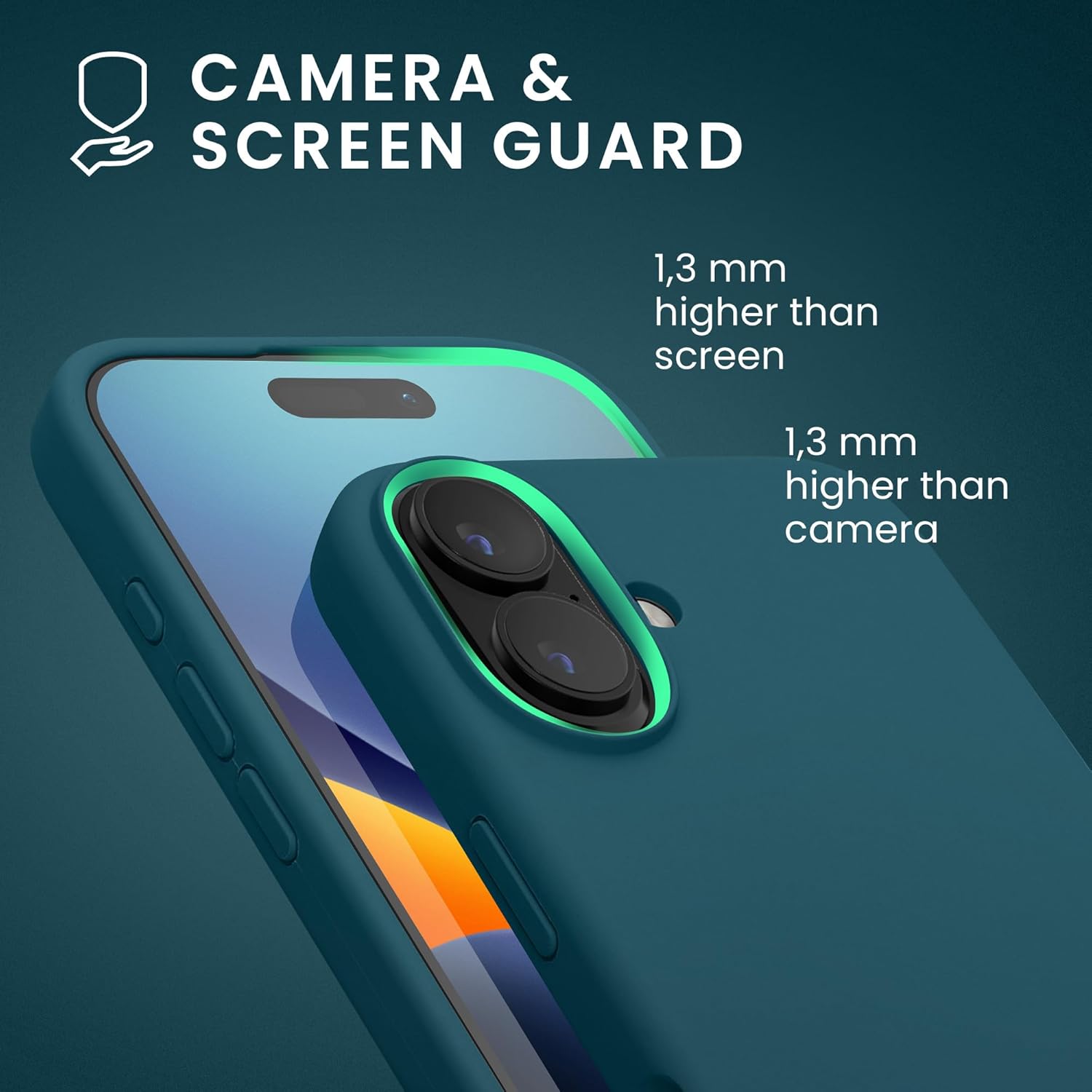 KW iPhone 16 Θήκη Σιλικόνης Rubberized TPU - Petrol Matte