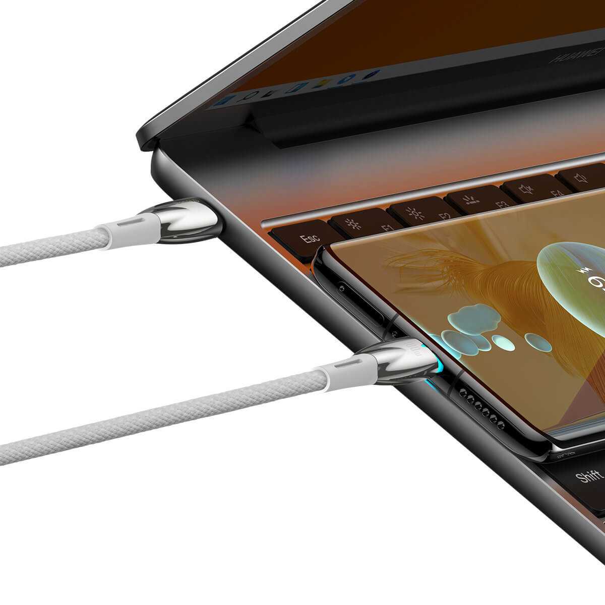 Baseus Glimmer Series PD 100W - Καλώδιο Δεδομένων και Φόρτισης Type-C to Type-C 2M - White - CADH000802