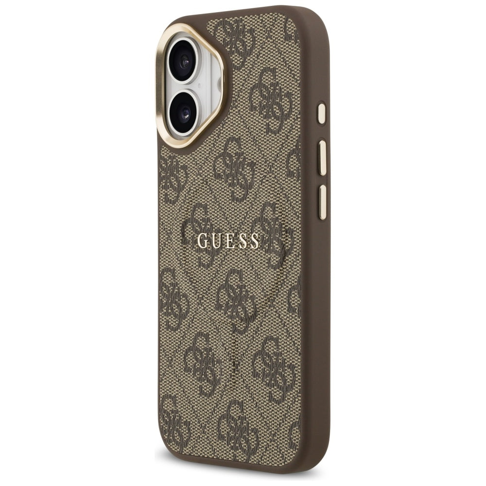 Guess iPhone 17 - 4G PU Classic Logo MagSafe - Σκληρή Θήκη με Πλαίσιο Σιλικόνης και Επένδυση Οικολογικού Δέρματος - Brown - GUHMP17SP4MSEGCW
