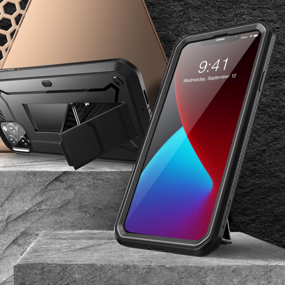 Supcase iPhone 12 / iPhone 12 Pro Unicorn Beetle Pro Σκληρή Θήκη με Προστασία Οθόνης και Stand - Black